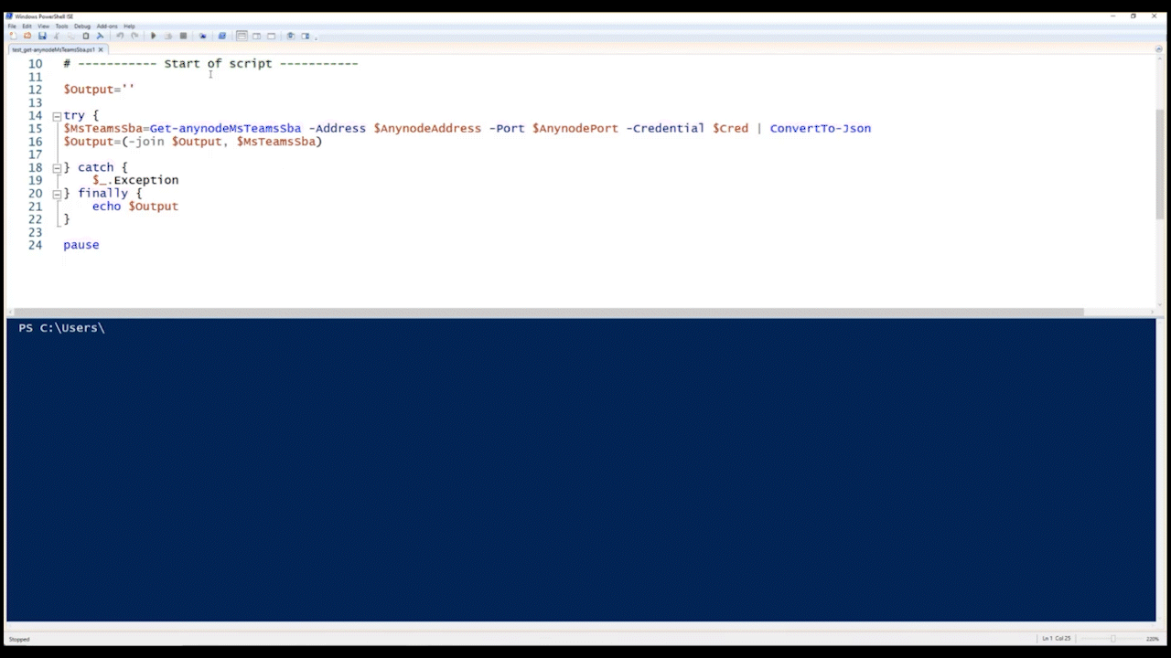 Retrieving the SBA configuration via PowerShell, e.g., the tenant ID.